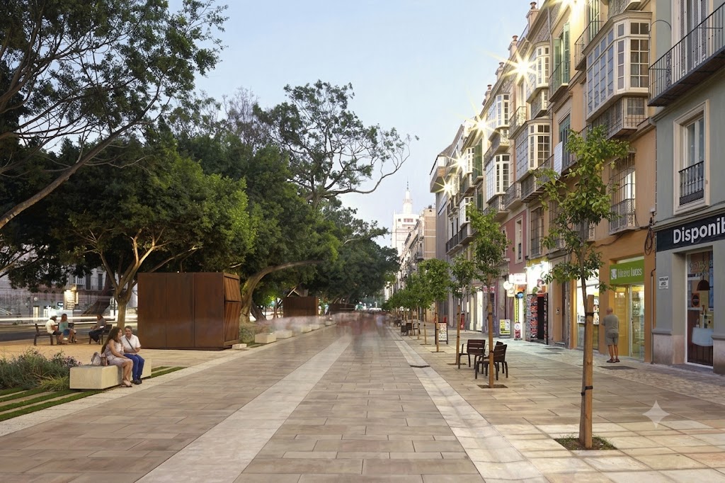 Ilustración de la Alameda Principal de Málaga