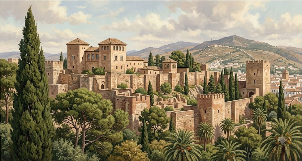 Ilustración de la Alcazaba de Málaga