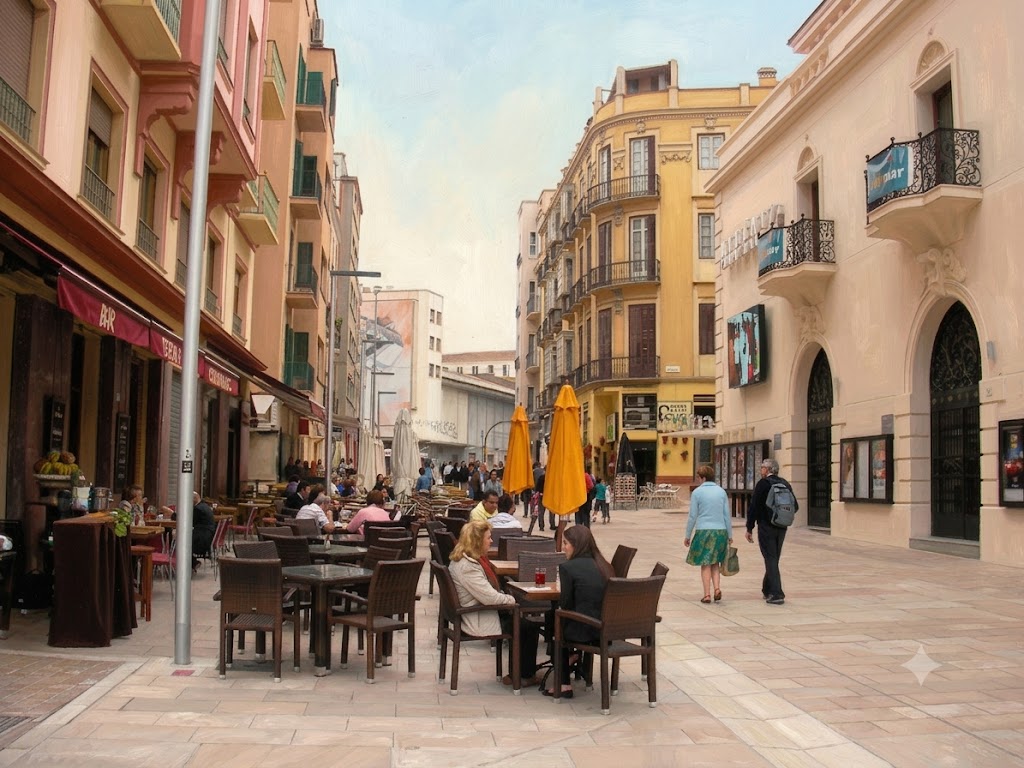 Ilustración de la calle Alcazabilla de Málaga