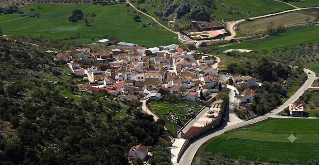 Vista de Alfarnatejo rodeado de montañas