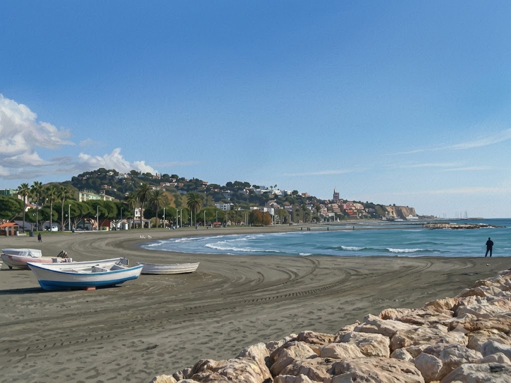 Ilustración de la playa de El Palo en Málaga