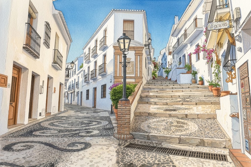 Ilustración de una calle de Frigiliana