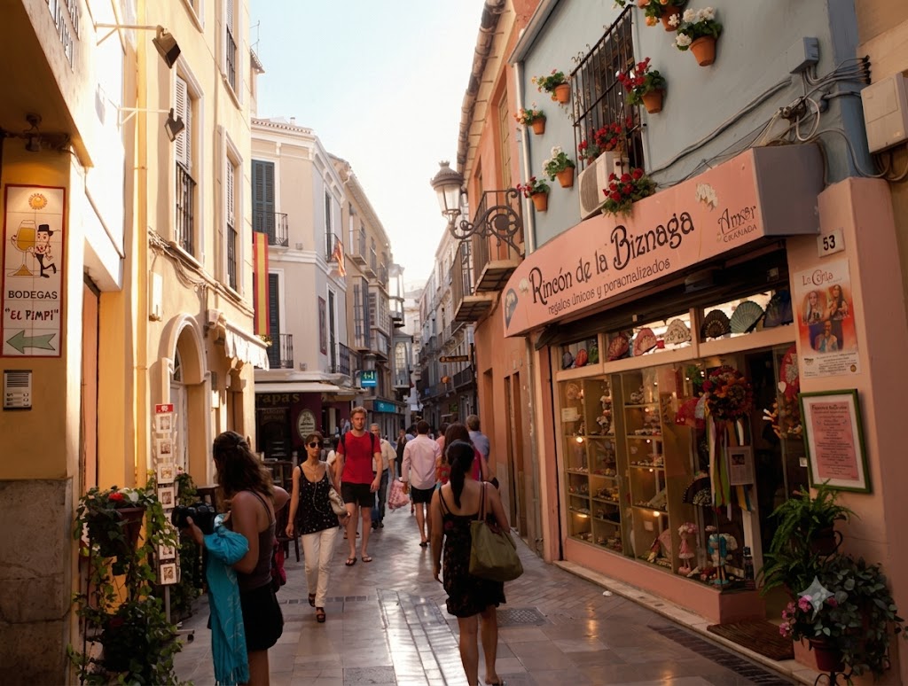 Ilustración de una calle del centro histórico de Málaga
