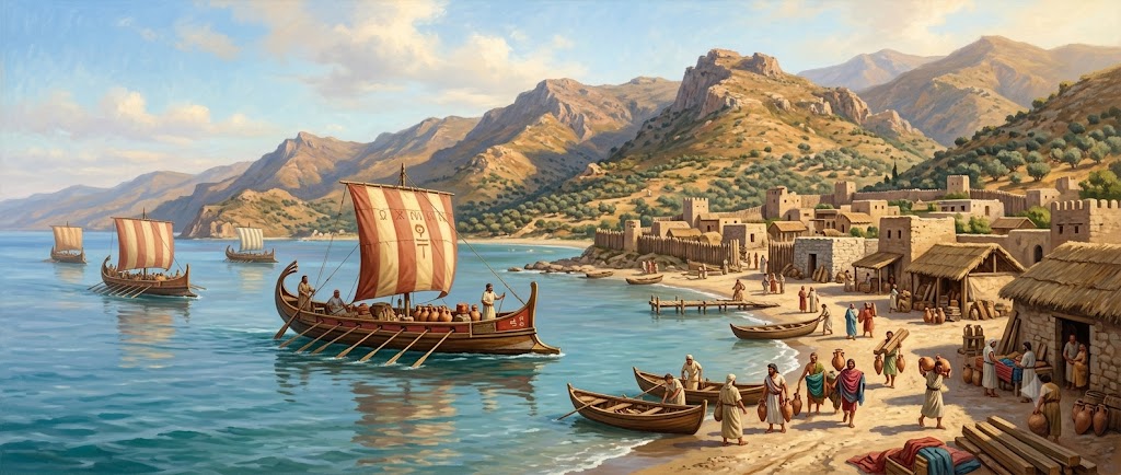 Ilustración de los orígenes fenicios de Málaga