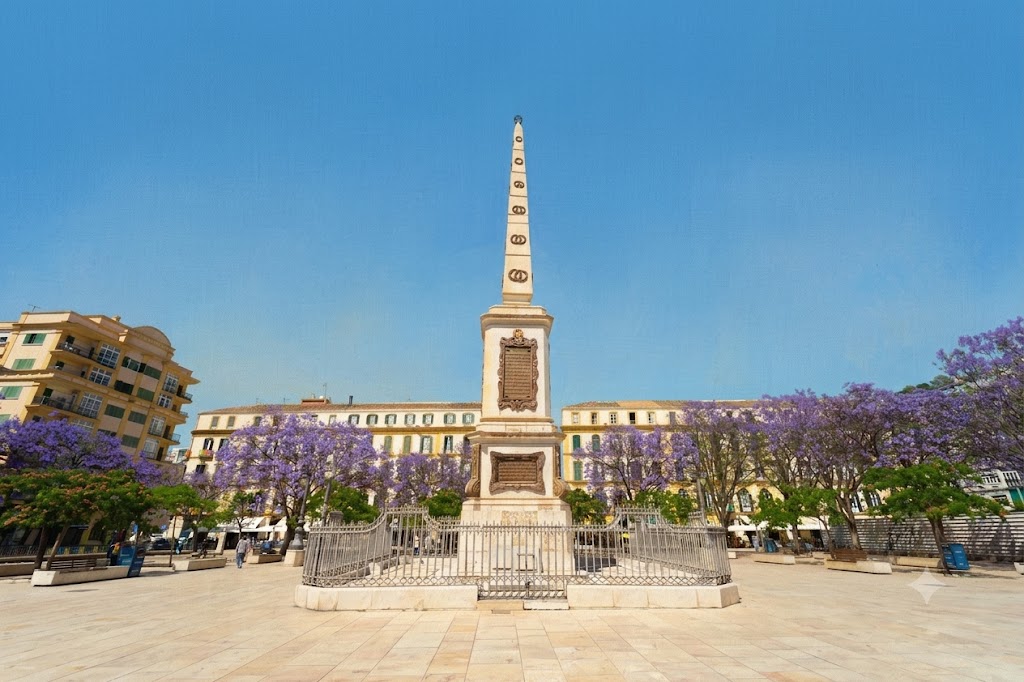 Ilustración de la plaza de la Merced de Málaga