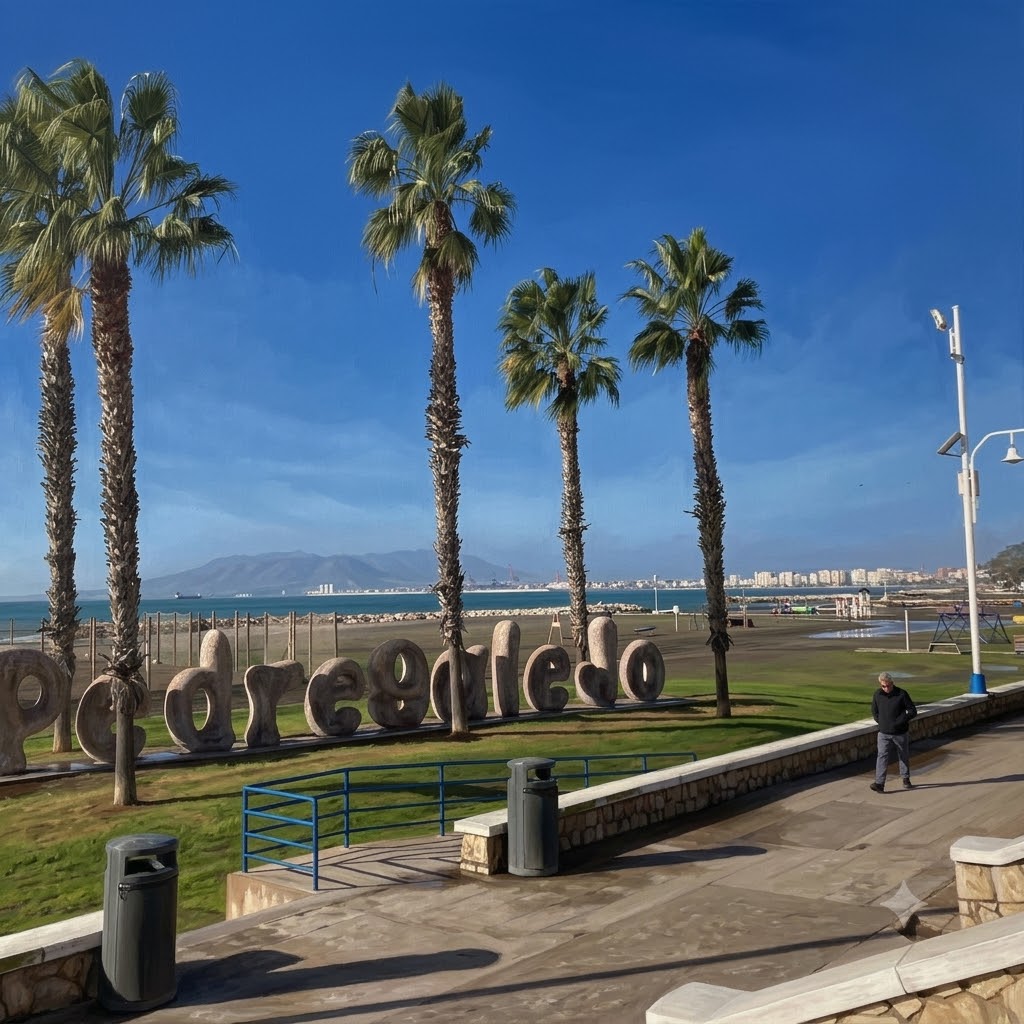 Ilustración de la playa de Pedregalejo en Málaga