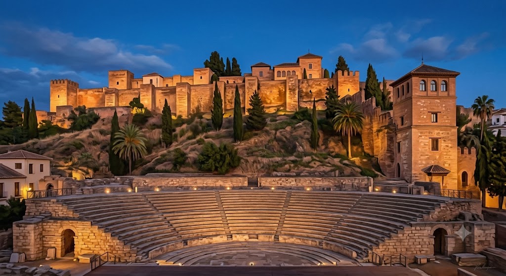 Ilustración del Teatro Romano de Málaga